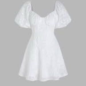 Cider White Puff Sleeve Mini Dress